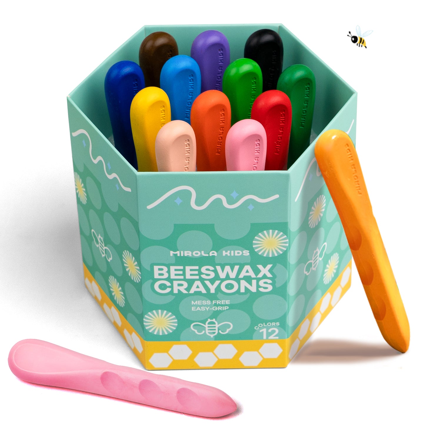 Easy Grip Crayons Beeswax, Mess-Free and Washable in 12 or 24 Colours