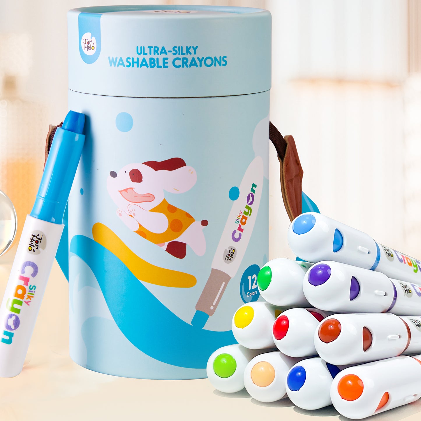 Ultra-Silky Crayon Pen with Two Carry-Around Designs. In 12 or 24 Colours