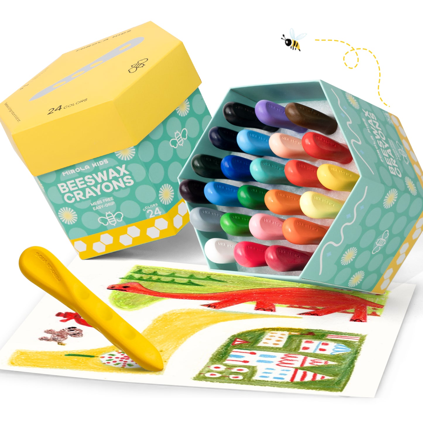 Easy Grip Crayons Beeswax, Mess-Free and Washable in 12 or 24 Colours