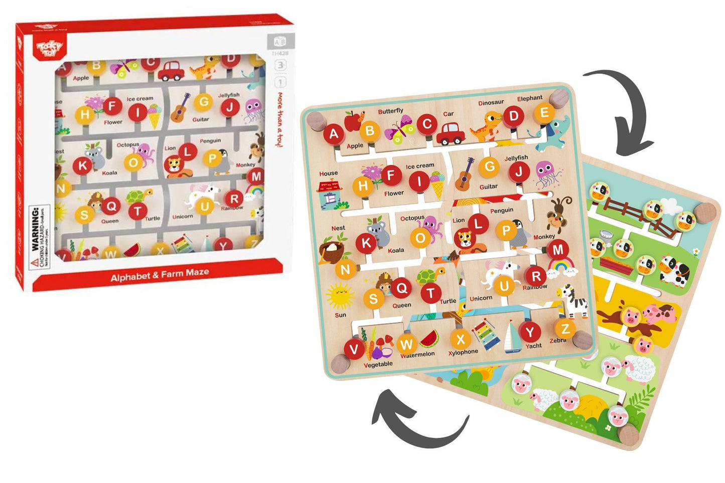 Alphabet & Farm Maze Double-Sided