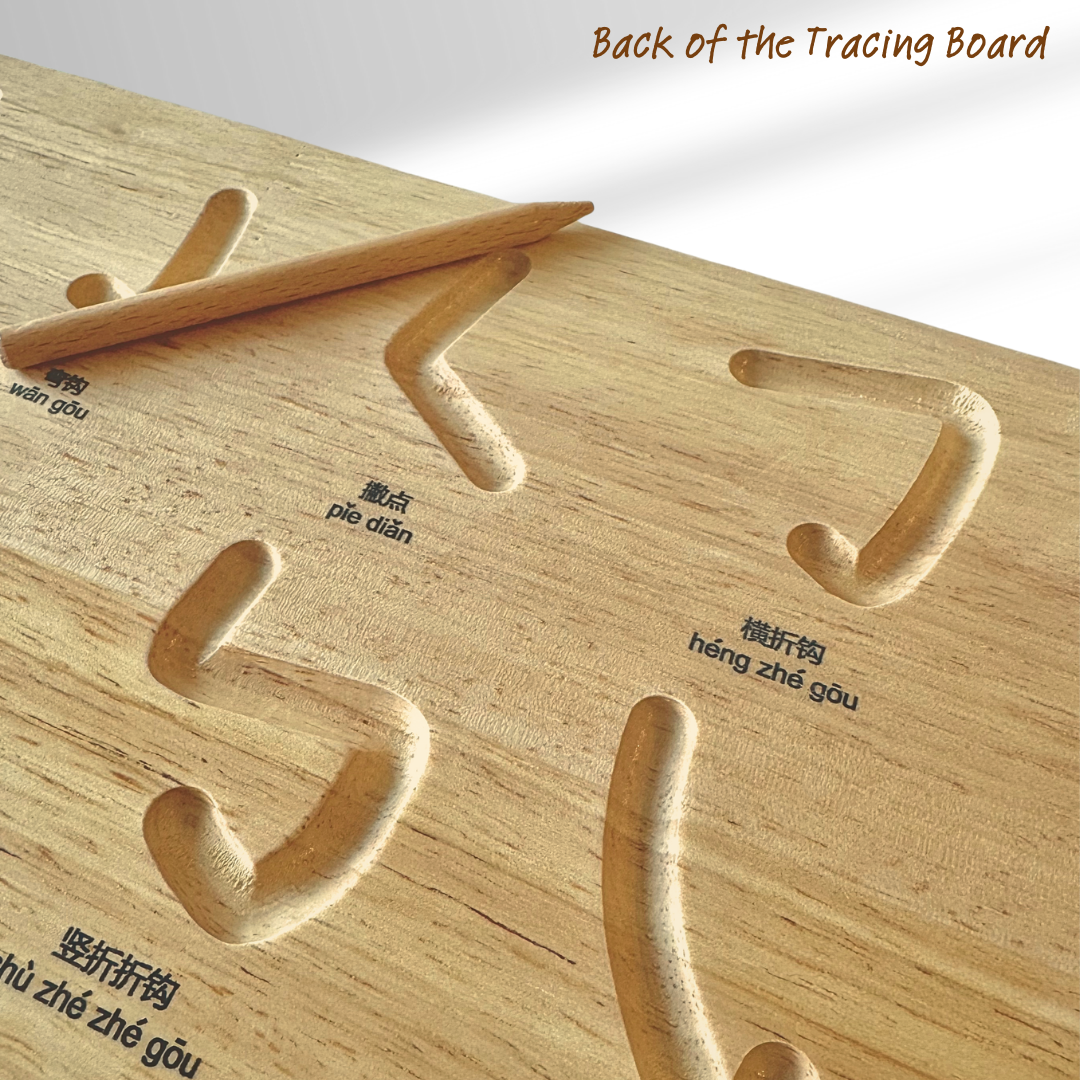 Chinese Strokes Wooden Tracing Board Double-Sided Montessori Learning