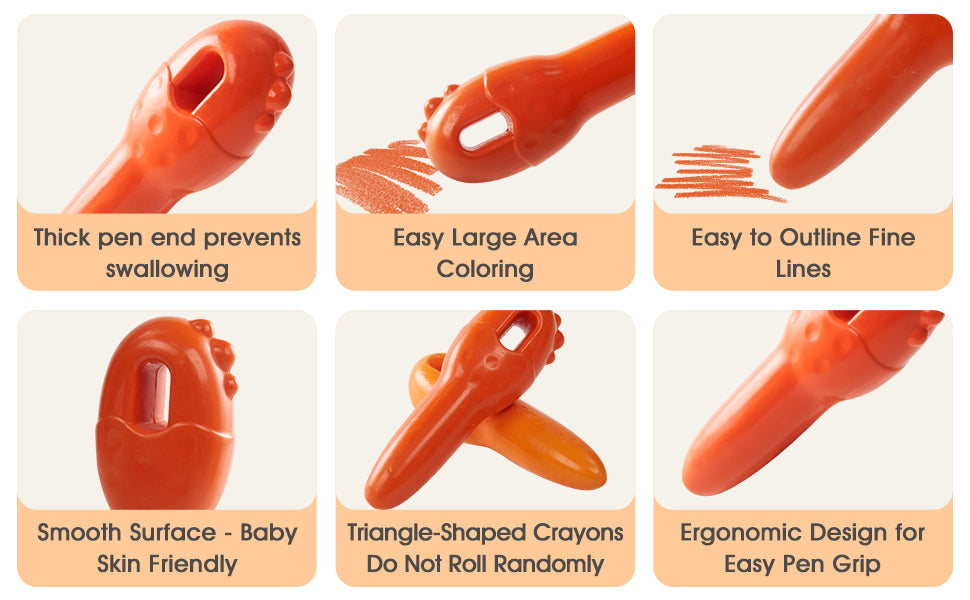 Key Beeswax Crayons Mess-Free and Washable in 12 Colours