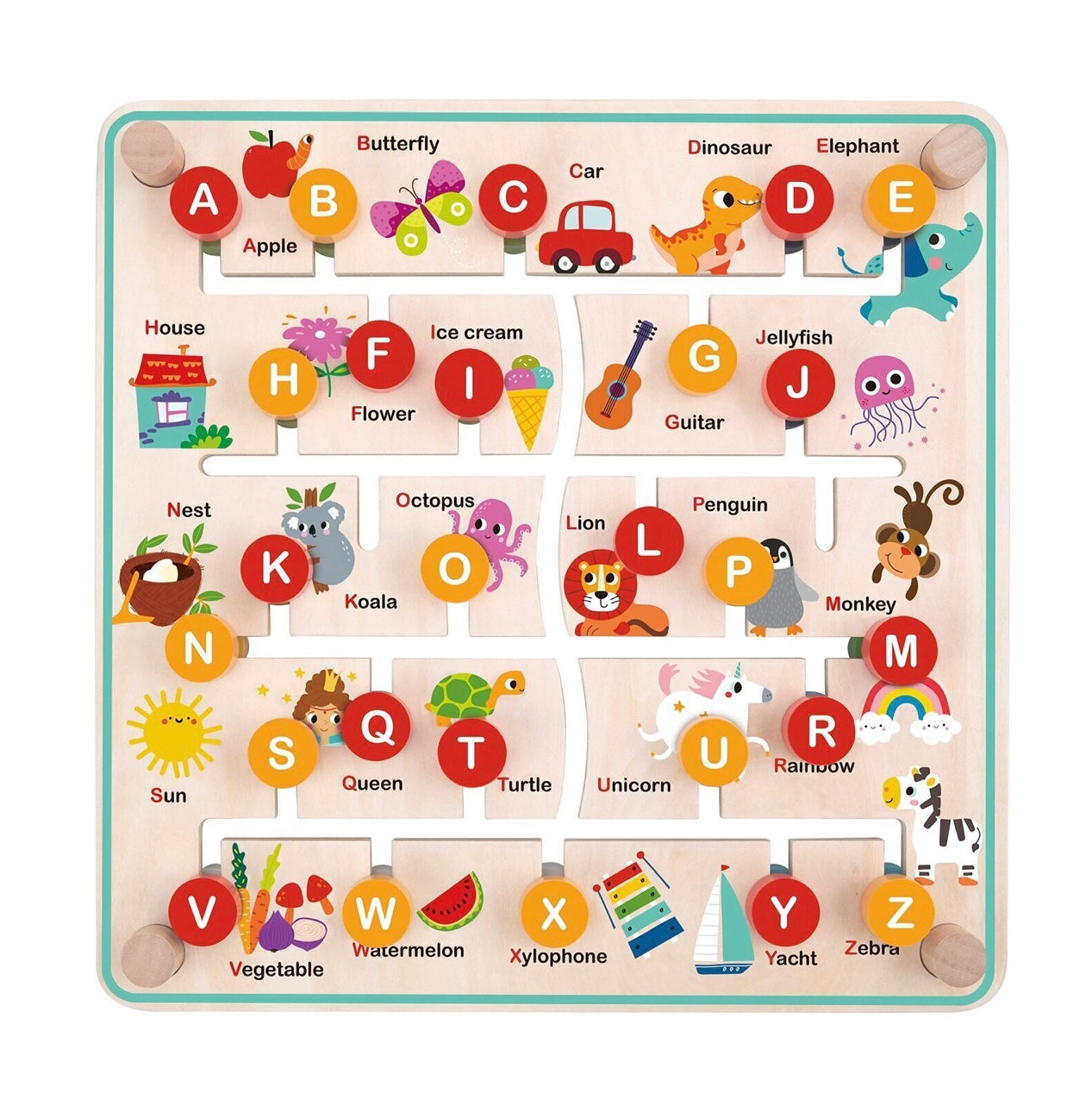 Alphabet & Farm Maze Board Double-Sided