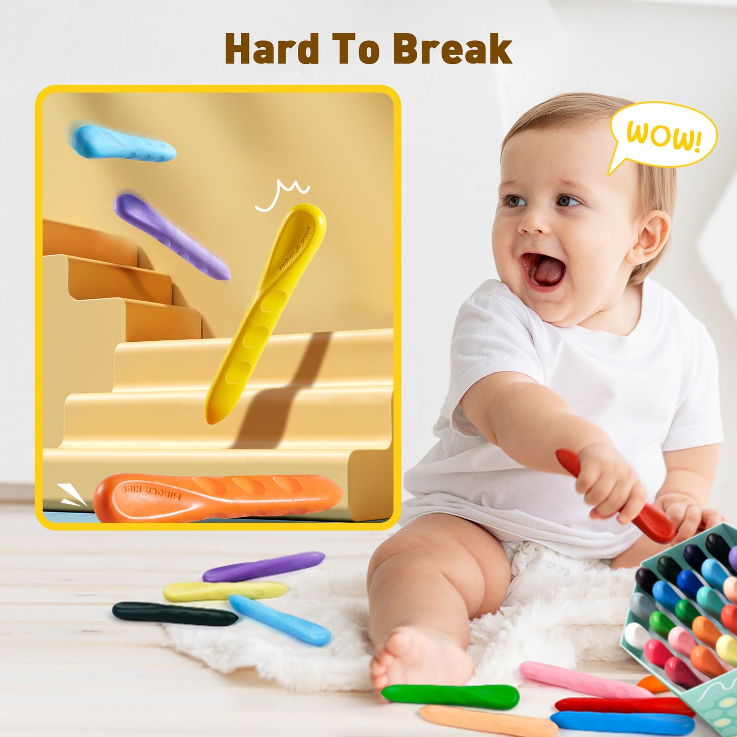 Easy Grip Crayons Beeswax, Mess-Free and Washable in 12 or 24 Colours
