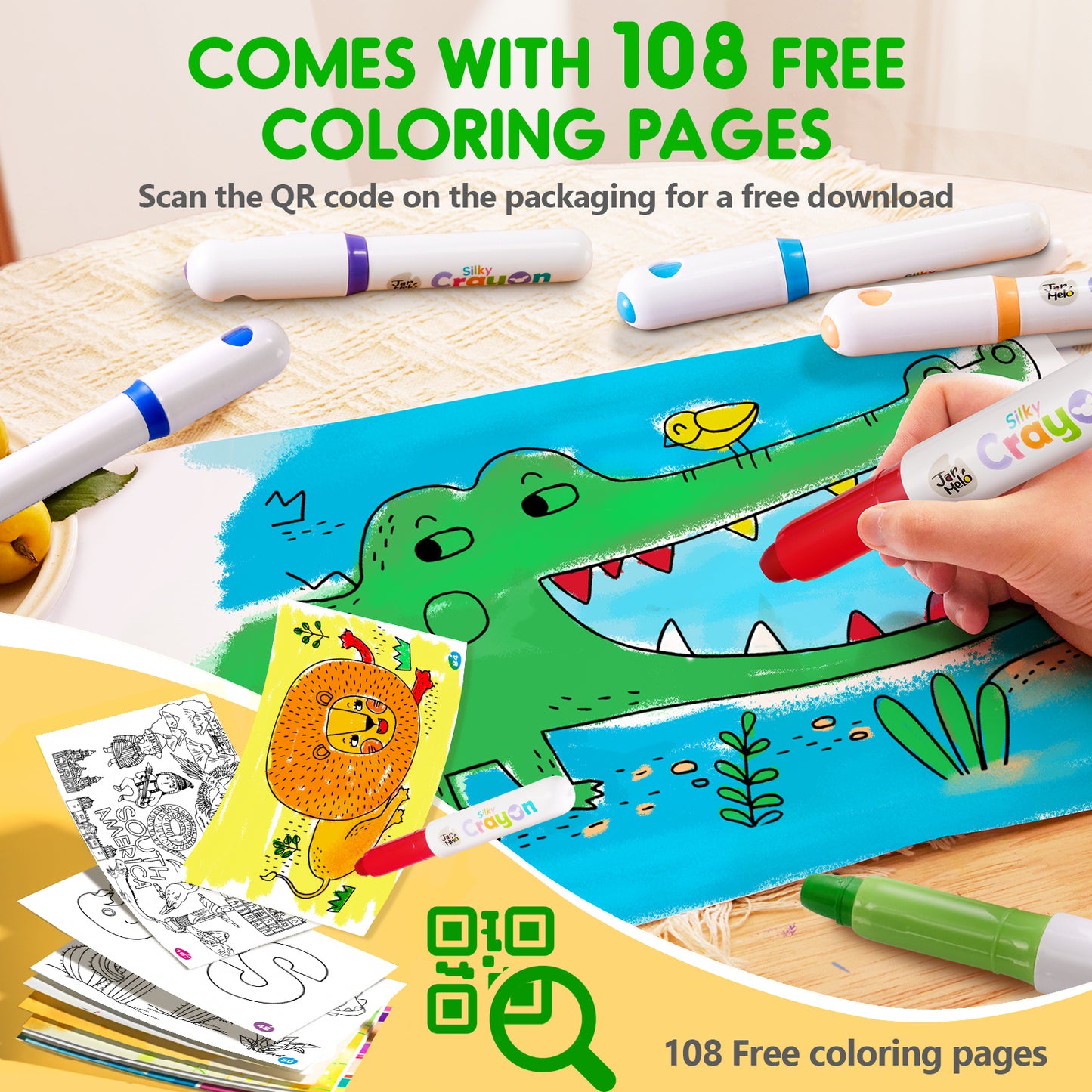 Ultra-Silky Crayon Pen with Two Carry-Around Designs. In 12 or 24 Colours