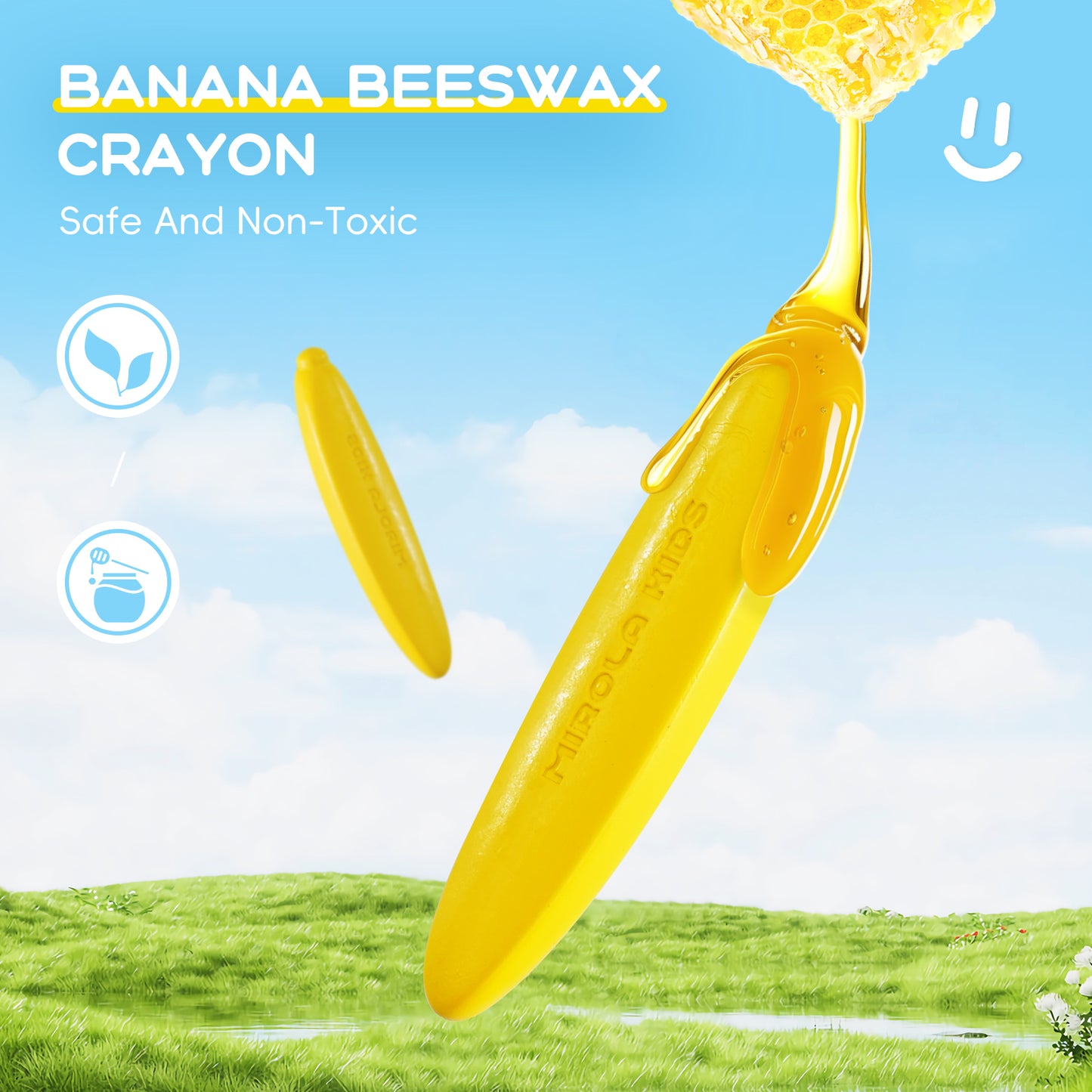 Banana Beeswax Crayons Mess-Free and Easy Grip in 12 or 24 Colours