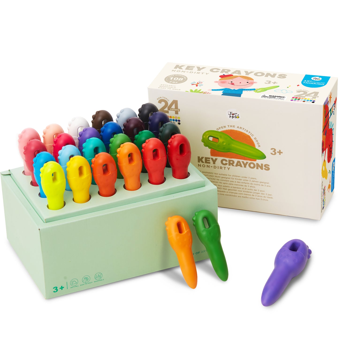 Key Beeswax Crayons Mess-Free and Washable in 12 Colours