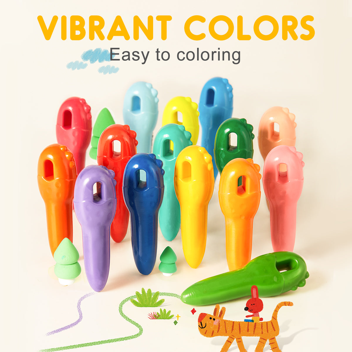 Key Beeswax Crayons Mess-Free and Washable in 12 Colours