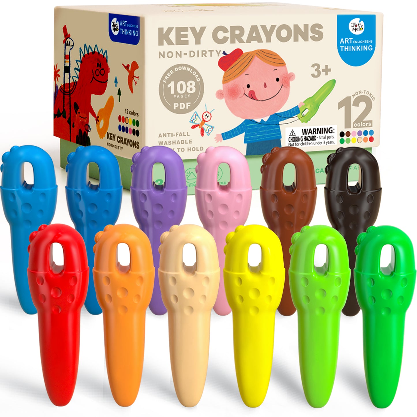 Key Beeswax Crayons Mess-Free and Washable in 12 Colours