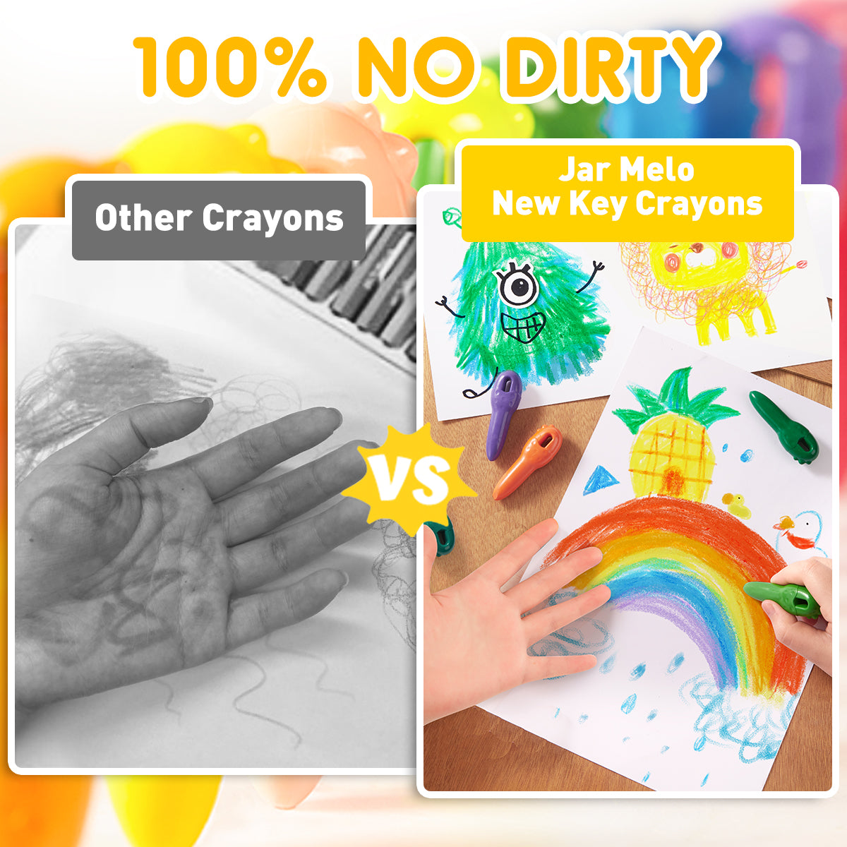 Key Beeswax Crayons Mess-Free and Washable in 12 Colours