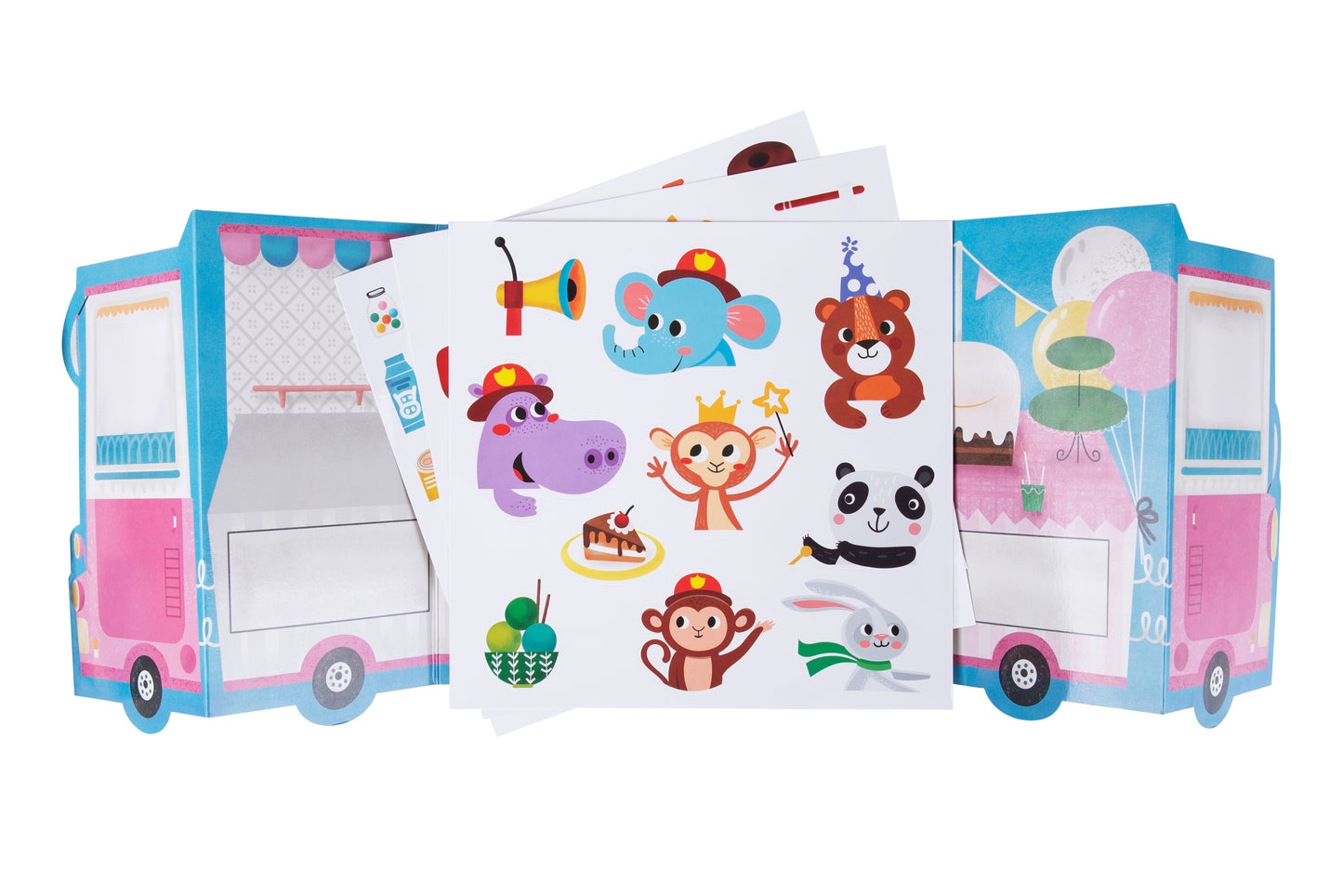 Reusable Stickers Activity Pad Ice Cream Truck and Fire Engine
