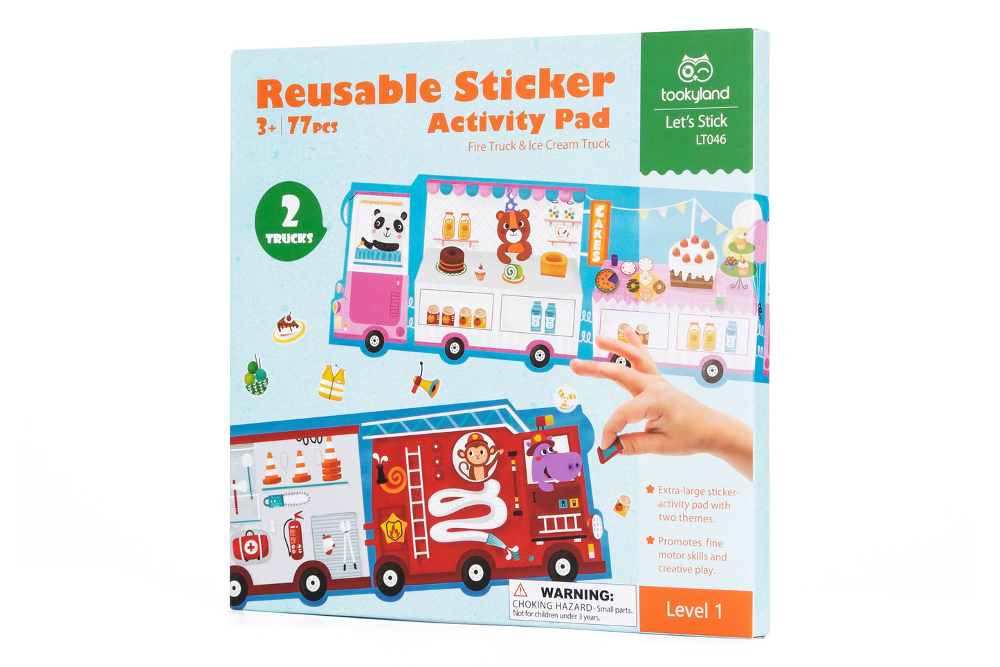 Reusable Stickers Activity Pad Ice Cream Truck and Fire Engine