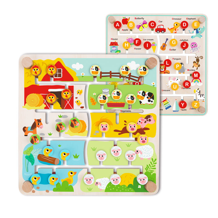 Alphabet & Farm Maze Double-Sided