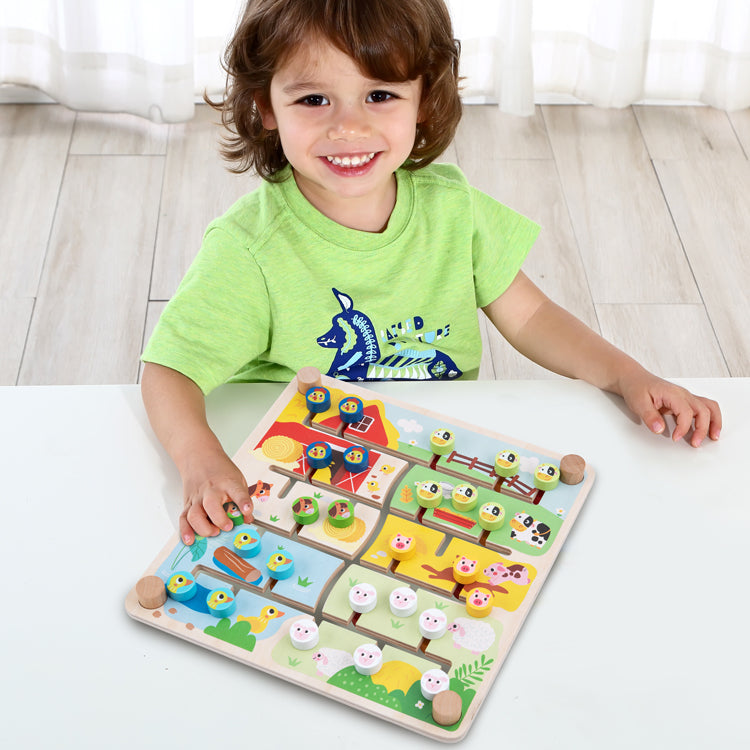 Alphabet & Farm Maze Board Double-Sided