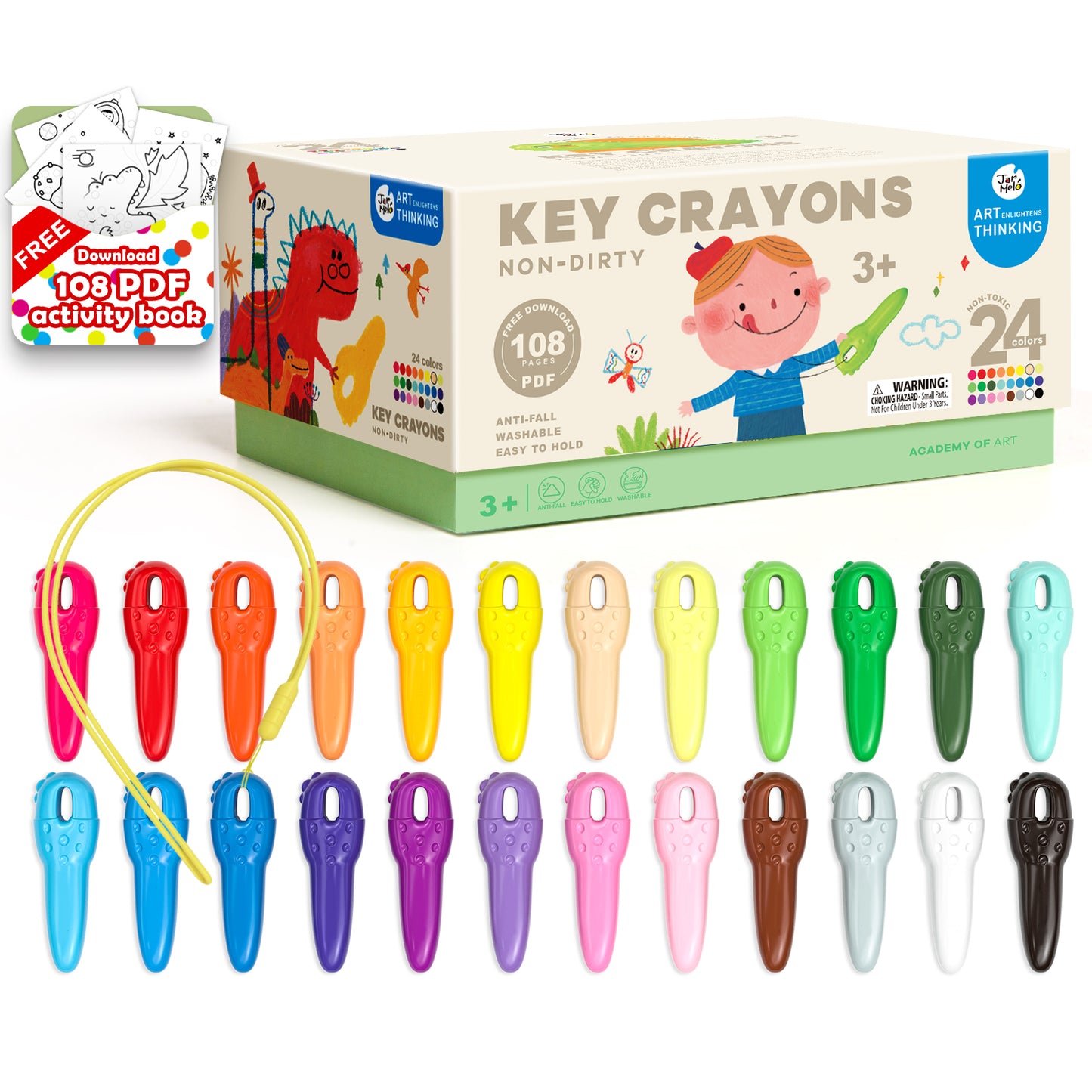 Key Beeswax Crayons Mess-Free and Washable in 12 Colours
