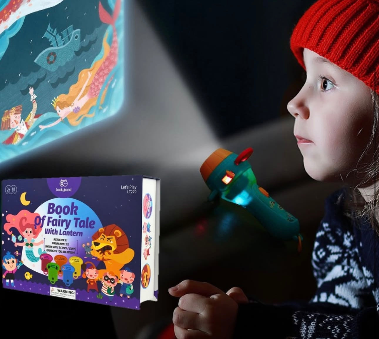 Shadow Theatre Storybook Torch with Fairytales Discs and Puppets