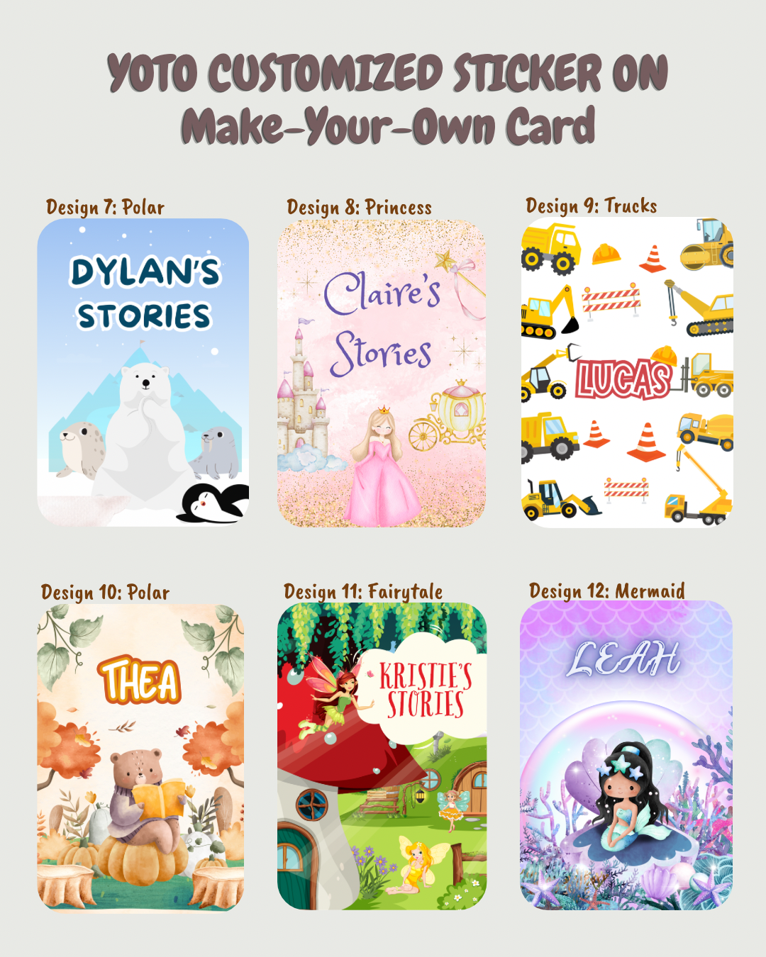 Yoto Card Personalised MYO Card with Custom Name Sticker (12 Designs Available)