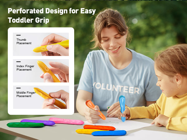 Easy Grip Crayons Beeswax, Mess-Free and Washable in 12 or 24 Colours