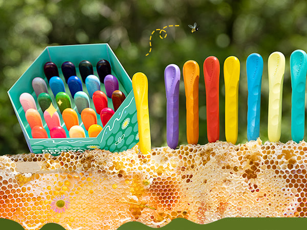 Easy Grip Crayons Beeswax, Mess-Free and Washable in 12 or 24 Colours