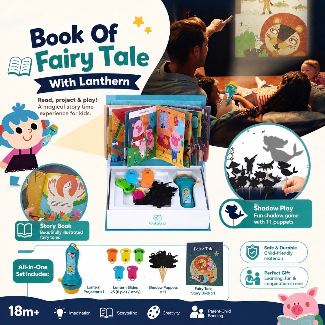 Shadow Theatre Storybook Torch with Fairytales Discs and Puppets