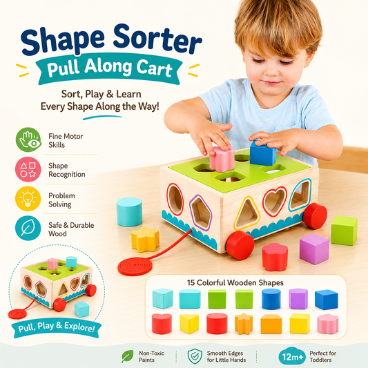 Shape Sorter Pull Along Cart 14 Shapes