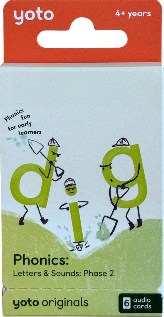 Yoto Card Phonics: Letters & Sounds: Phase 2 Pack of 6 Cards