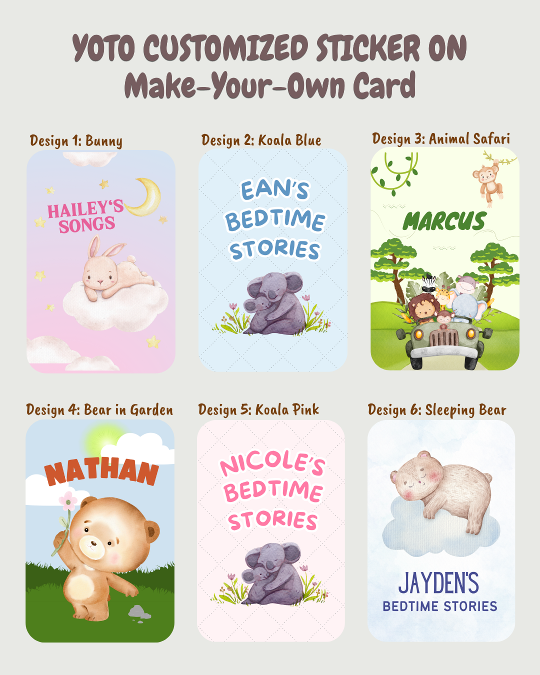 Yoto Card Personalised MYO Card with Custom Name Sticker (12 Designs Available)