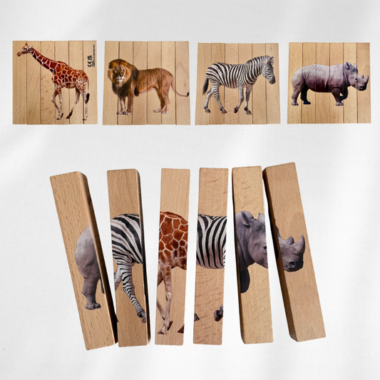 Montessori 4 in 1 Realistic Animal Block Puzzle