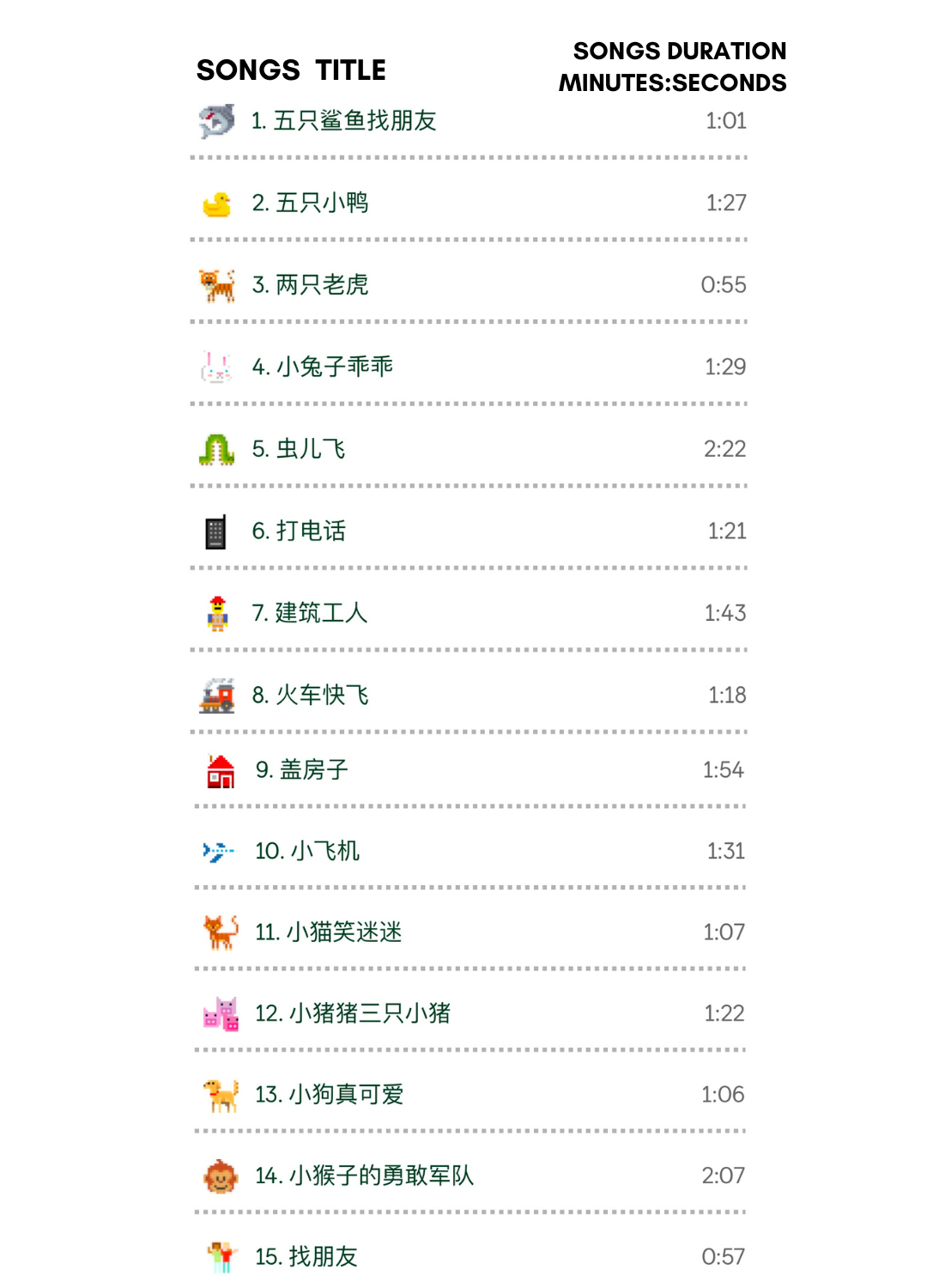 Yoto Card CHINESE Preschoolers Songs 幼儿园老师歌单